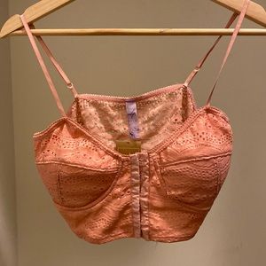 Francesca’s Pink Front Clasp Bralette Size L